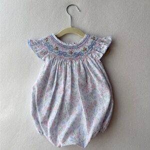 Teeta Smocked Bows and Floral Bubble | 12m